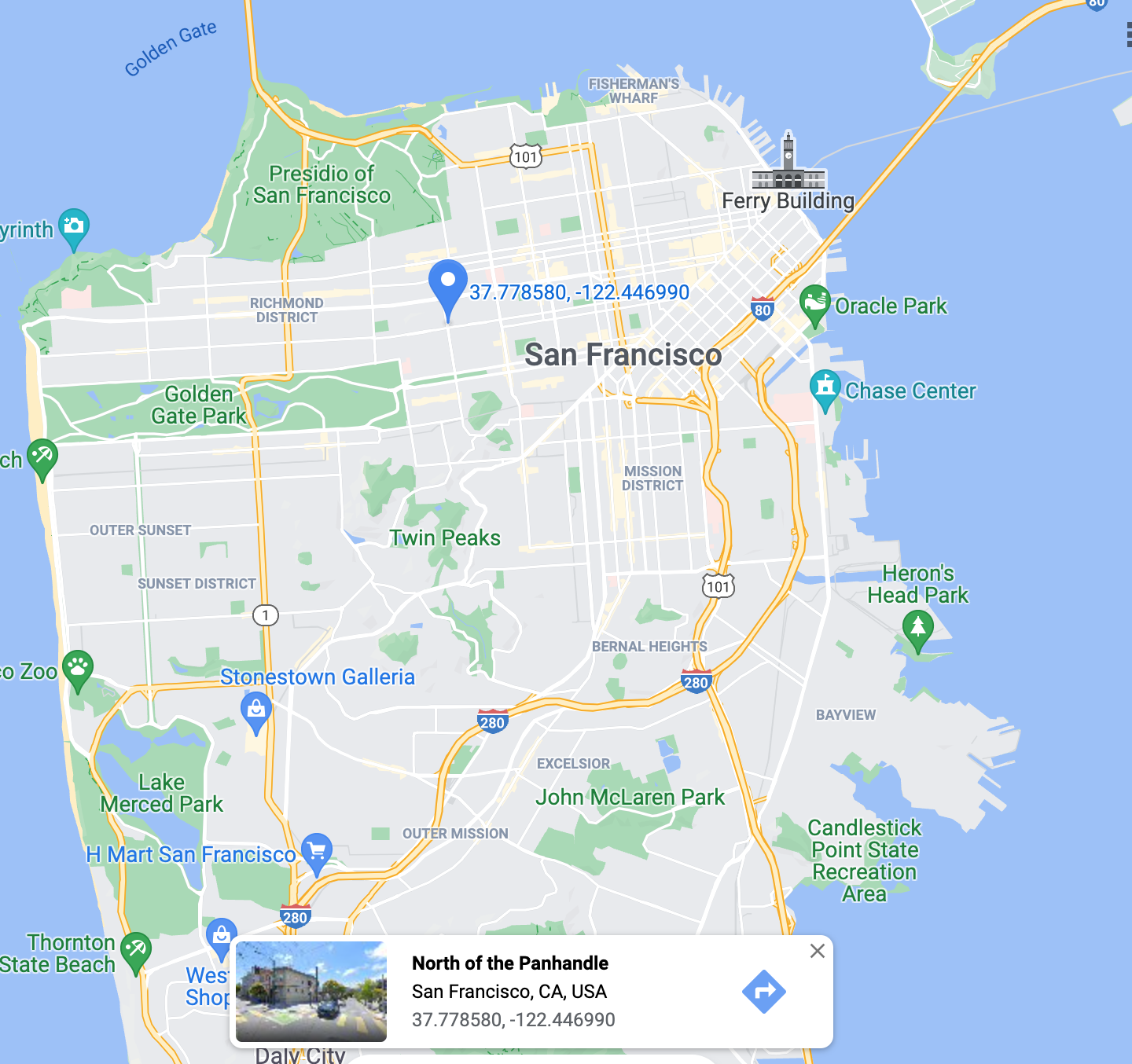 Dealership at San Fransisco Map